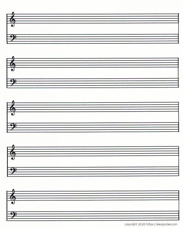 Alex Gordez Guitarist | Blank Printable Treble And Bass Clef Sheet ...