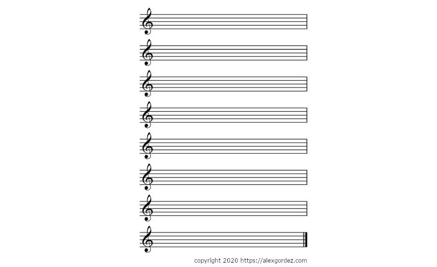 Alex Gordez Guitarist | Blank Printable Treble Clef Only Sheet Music